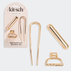 Gold Mini Metal French Hair Pin & Clips Set