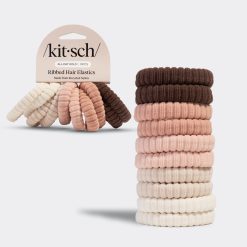 Blush Ribbed Hair Elastics